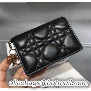 Cheapest Dior Lady Cannage Lambskin Card Holder Wallet CD1066 Black 2019