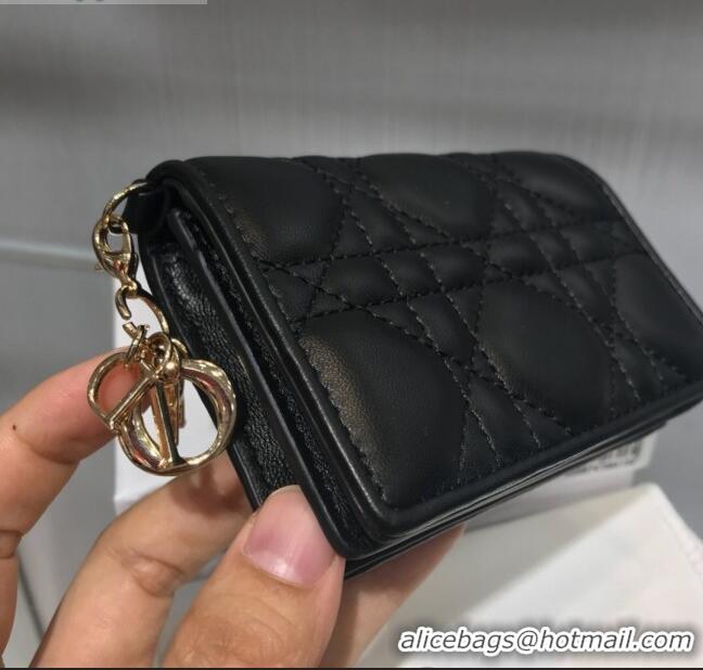 Cheapest Dior Lady Cannage Lambskin Card Holder Wallet CD1066 Black 2019