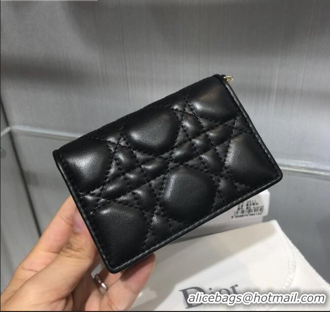 Cheapest Dior Lady Cannage Lambskin Card Holder Wallet CD1066 Black 2019