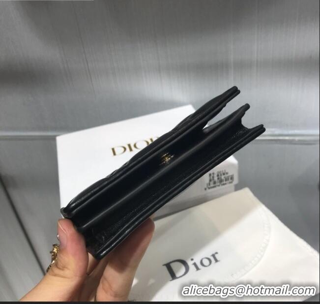 Cheapest Dior Lady Cannage Lambskin Card Holder Wallet CD1066 Black 2019