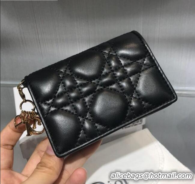 Cheapest Dior Lady Cannage Lambskin Card Holder Wallet CD1066 Black 2019