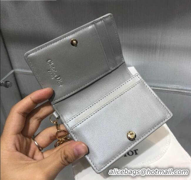 Discount Dior Lady Cannage Lambskin Card Holder Wallet CD1066 Silver Grey 2019