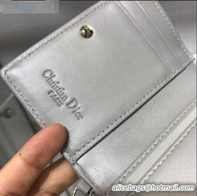 Discount Dior Lady Cannage Lambskin Card Holder Wallet CD1066 Silver Grey 2019