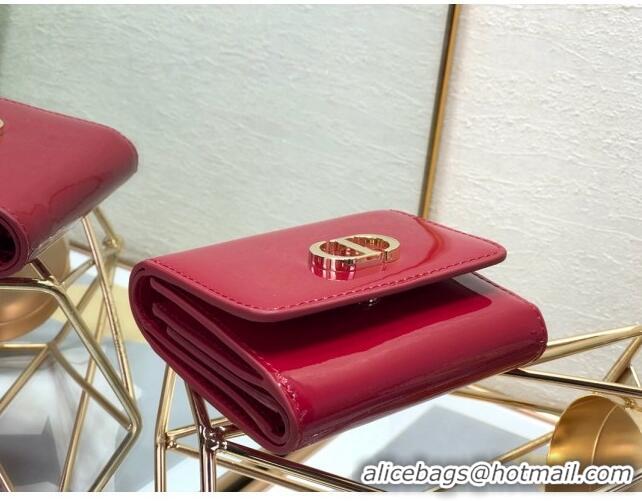 Cheapest Dior Medium 30 Montaigne Lotus Patent Leather Wallet CD1751 Red 2019