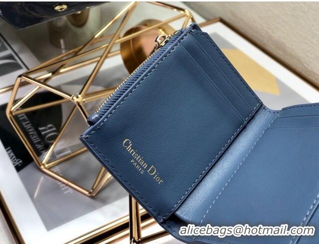 Top Quality Dior Medium 30 Montaigne Lotus Patent Leather Wallet CD1751 Blue 2019