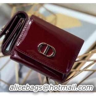 Buy Cheap Dior Medium 30 Montaigne Lotus Patent Leather Wallet CD1751 Burgundy 2019