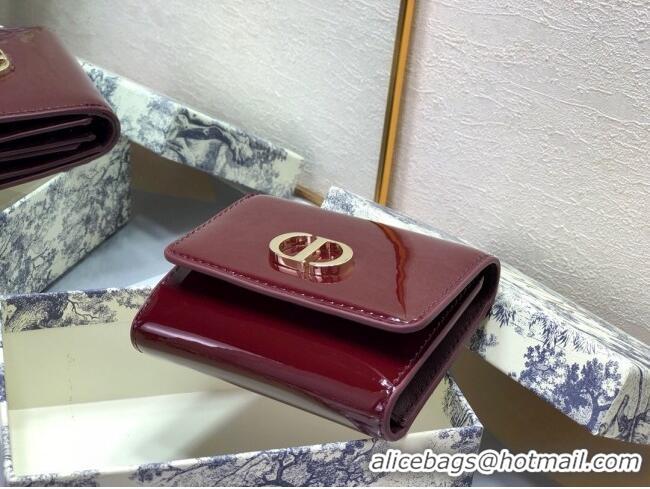 Buy Cheap Dior Medium 30 Montaigne Lotus Patent Leather Wallet CD1751 Burgundy 2019