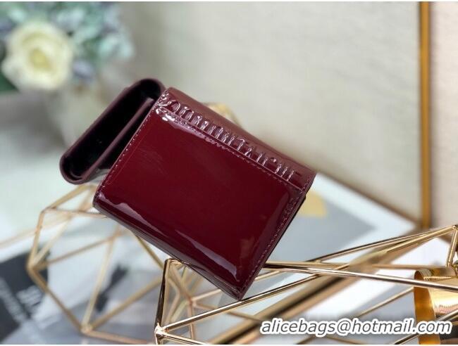 Buy Cheap Dior Medium 30 Montaigne Lotus Patent Leather Wallet CD1751 Burgundy 2019