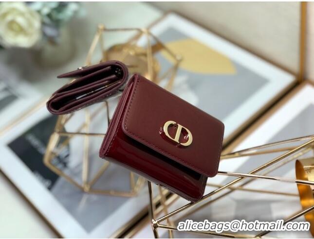 Buy Cheap Dior Medium 30 Montaigne Lotus Patent Leather Wallet CD1751 Burgundy 2019