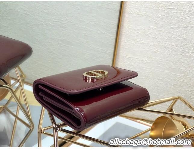 Buy Cheap Dior Medium 30 Montaigne Lotus Patent Leather Wallet CD1751 Burgundy 2019