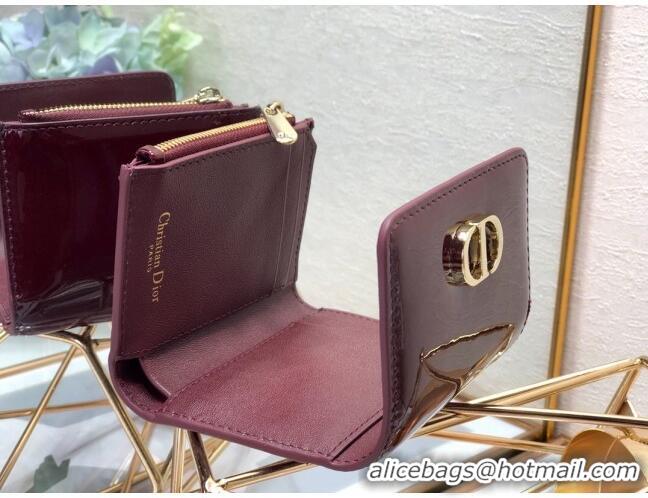 Buy Cheap Dior Medium 30 Montaigne Lotus Patent Leather Wallet CD1751 Burgundy 2019