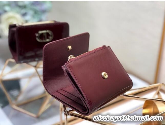 Buy Cheap Dior Medium 30 Montaigne Lotus Patent Leather Wallet CD1751 Burgundy 2019