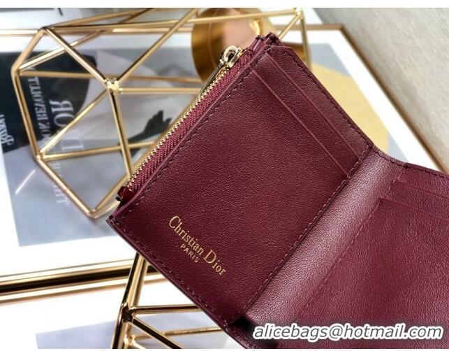 Buy Cheap Dior Medium 30 Montaigne Lotus Patent Leather Wallet CD1751 Burgundy 2019