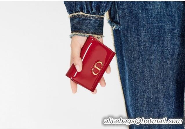 Buy Cheap Dior Medium 30 Montaigne Lotus Patent Leather Wallet CD1751 Burgundy 2019