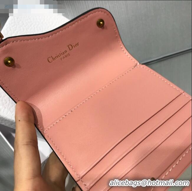 Good Taste Dior Saddle Grained Calfskin Mini Flap Wallet CD1311 Pink 2019