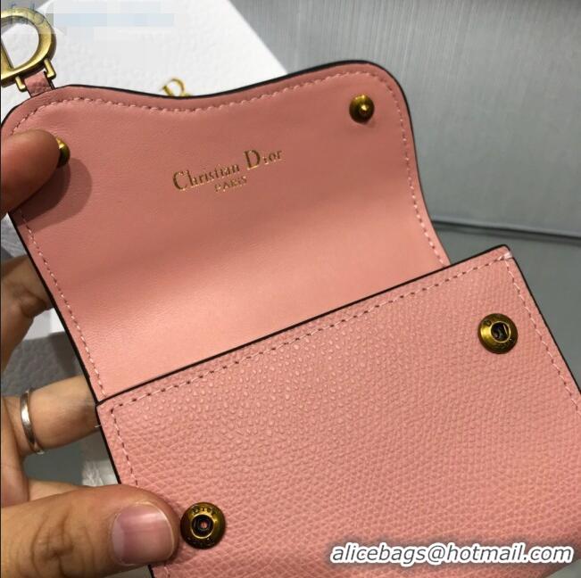 Good Taste Dior Saddle Grained Calfskin Mini Flap Wallet CD1311 Pink 2019