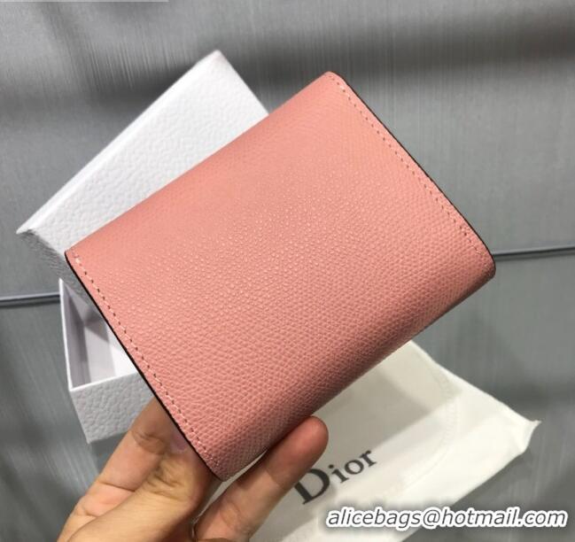 Good Taste Dior Saddle Grained Calfskin Mini Flap Wallet CD1311 Pink 2019