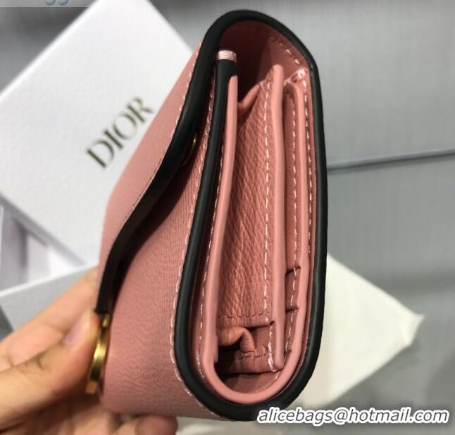 Good Taste Dior Saddle Grained Calfskin Mini Flap Wallet CD1311 Pink 2019