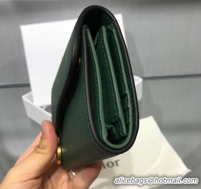 Good Product Dior Saddle Grained Calfskin Mini Flap Wallet CD1311 Green 2019