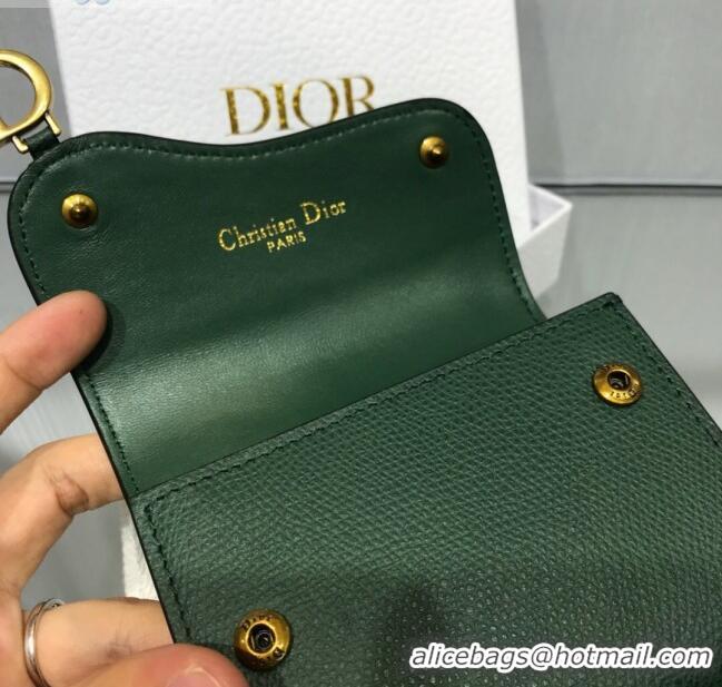 Good Product Dior Saddle Grained Calfskin Mini Flap Wallet CD1311 Green 2019