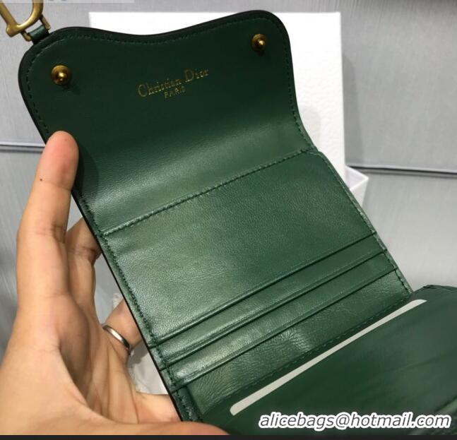 Good Product Dior Saddle Grained Calfskin Mini Flap Wallet CD1311 Green 2019