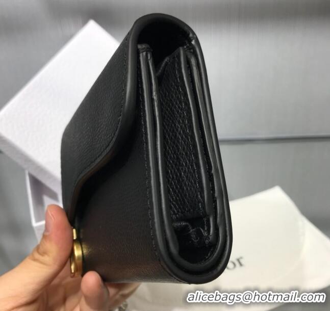 Inexpensive Dior Saddle Grained Calfskin Mini Flap Wallet CD1311 Black 2019