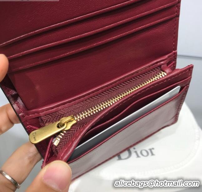 Discount Dior Saddle Grained Calfskin Mini Flap Wallet CD1311 Burgundy 2019