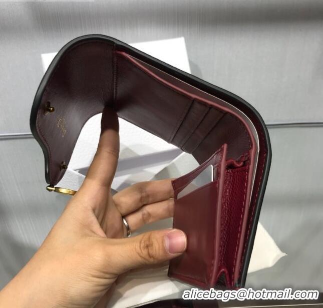 Discount Dior Saddle Grained Calfskin Mini Flap Wallet CD1311 Burgundy 2019