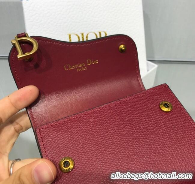 Discount Dior Saddle Grained Calfskin Mini Flap Wallet CD1311 Burgundy 2019