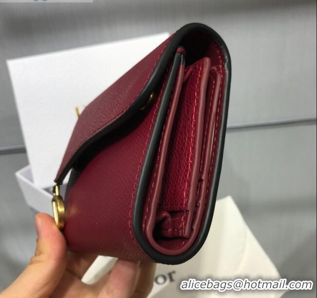 Discount Dior Saddle Grained Calfskin Mini Flap Wallet CD1311 Burgundy 2019