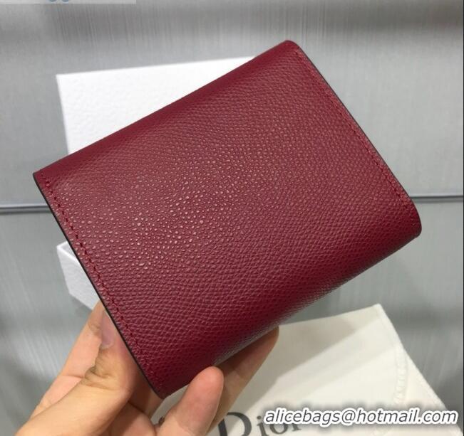 Discount Dior Saddle Grained Calfskin Mini Flap Wallet CD1311 Burgundy 2019