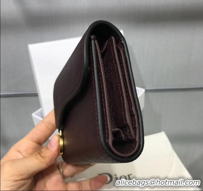 Top Design Dior Saddle Grained Calfskin Mini Flap Wallet CD1311 Dark Brown 2019