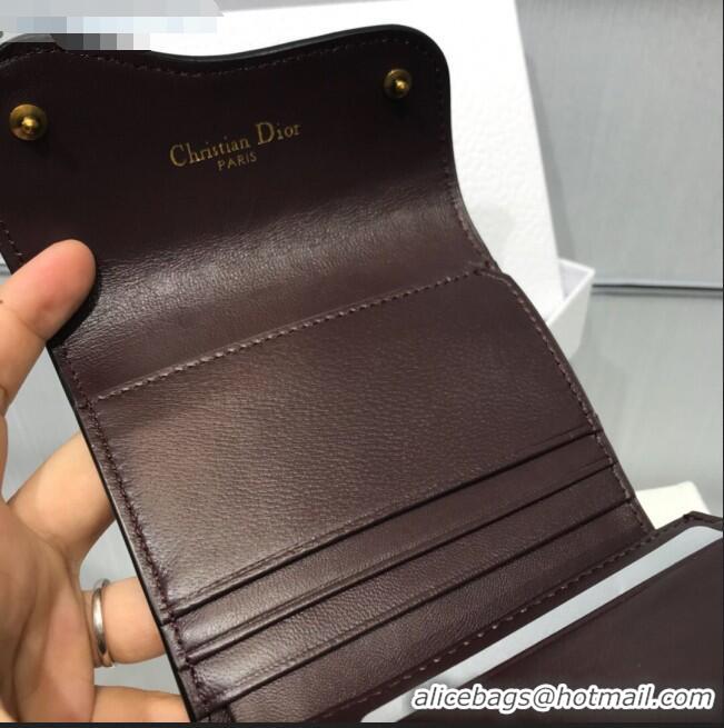 Top Design Dior Saddle Grained Calfskin Mini Flap Wallet CD1311 Dark Brown 2019