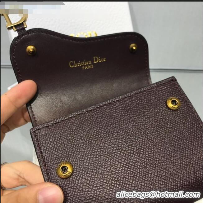 Top Design Dior Saddle Grained Calfskin Mini Flap Wallet CD1311 Dark Brown 2019