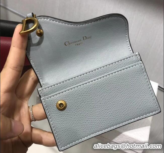 Super Quality Dior Saddle Grained Calfskin Flap Card Coin Purse Wallet CD2310 Light Gray 2019