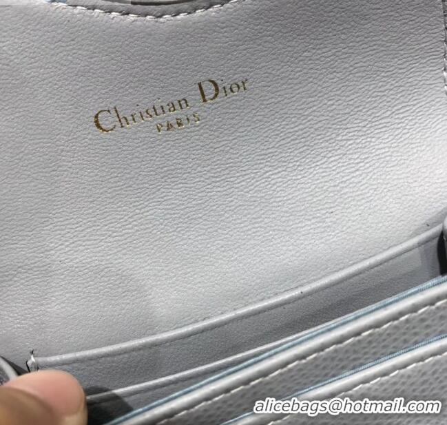 Super Quality Dior Saddle Grained Calfskin Flap Card Coin Purse Wallet CD2310 Light Gray 2019