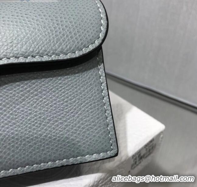 Super Quality Dior Saddle Grained Calfskin Flap Card Coin Purse Wallet CD2310 Light Gray 2019