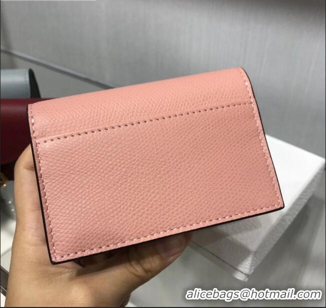 Unique Grade Dior Saddle Grained Calfskin Flap Card Coin Purse Wallet CD2310 Pink 2019