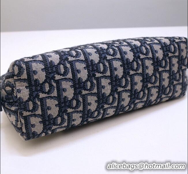 Low Cost Dior Oblique Jacquard Canvas Cosmetic Clutch Bag CD0835 Blue 2020