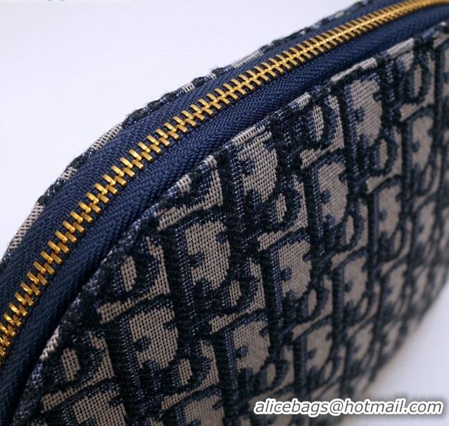 Low Cost Dior Oblique Jacquard Canvas Cosmetic Clutch Bag CD0835 Blue 2020