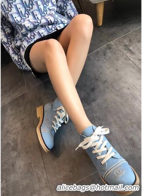 Buy Fashionable Chanel Denim Short Boots G36002 Light Blue 2020