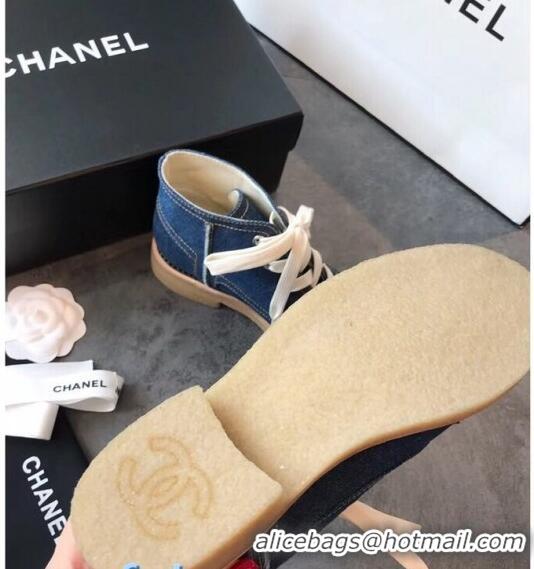 Top Grade Chanel Denim Short Boots G36002 Dark Blue 2020