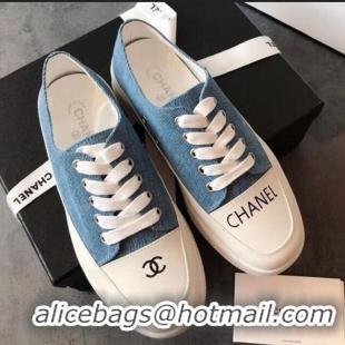 Buy Cheap Chanel Canvas Asymmetric Sneakers C72216 Blue 2020