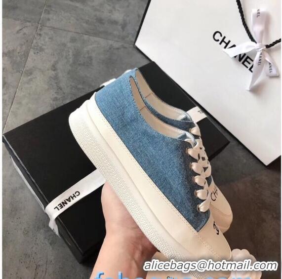 Buy Cheap Chanel Canvas Asymmetric Sneakers C72216 Blue 2020