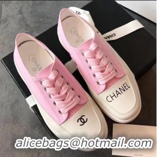 Good Taste Chanel Canvas Asymmetric Sneakers C72216 Pink 2020