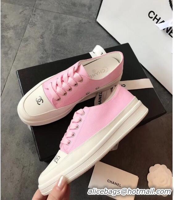 Good Taste Chanel Canvas Asymmetric Sneakers C72216 Pink 2020