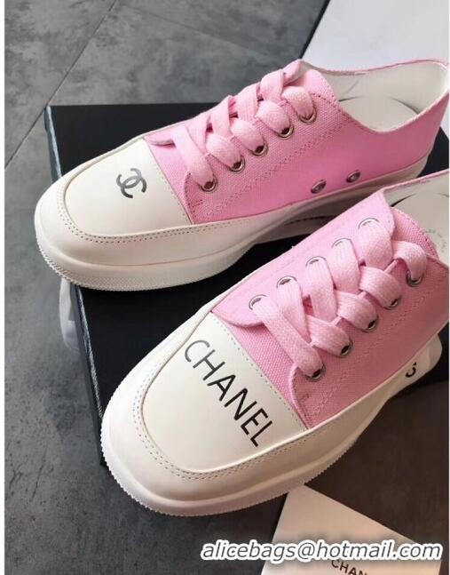 Good Taste Chanel Canvas Asymmetric Sneakers C72216 Pink 2020