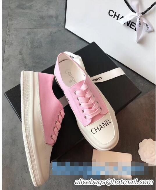 Good Taste Chanel Canvas Asymmetric Sneakers C72216 Pink 2020