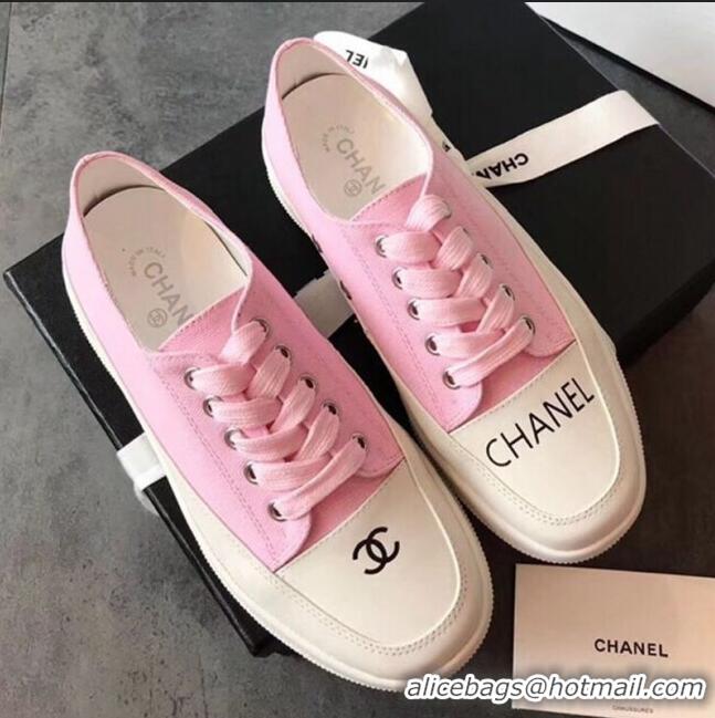 Good Taste Chanel Canvas Asymmetric Sneakers C72216 Pink 2020