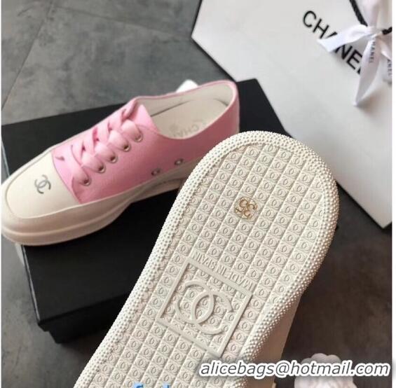 Good Taste Chanel Canvas Asymmetric Sneakers C72216 Pink 2020